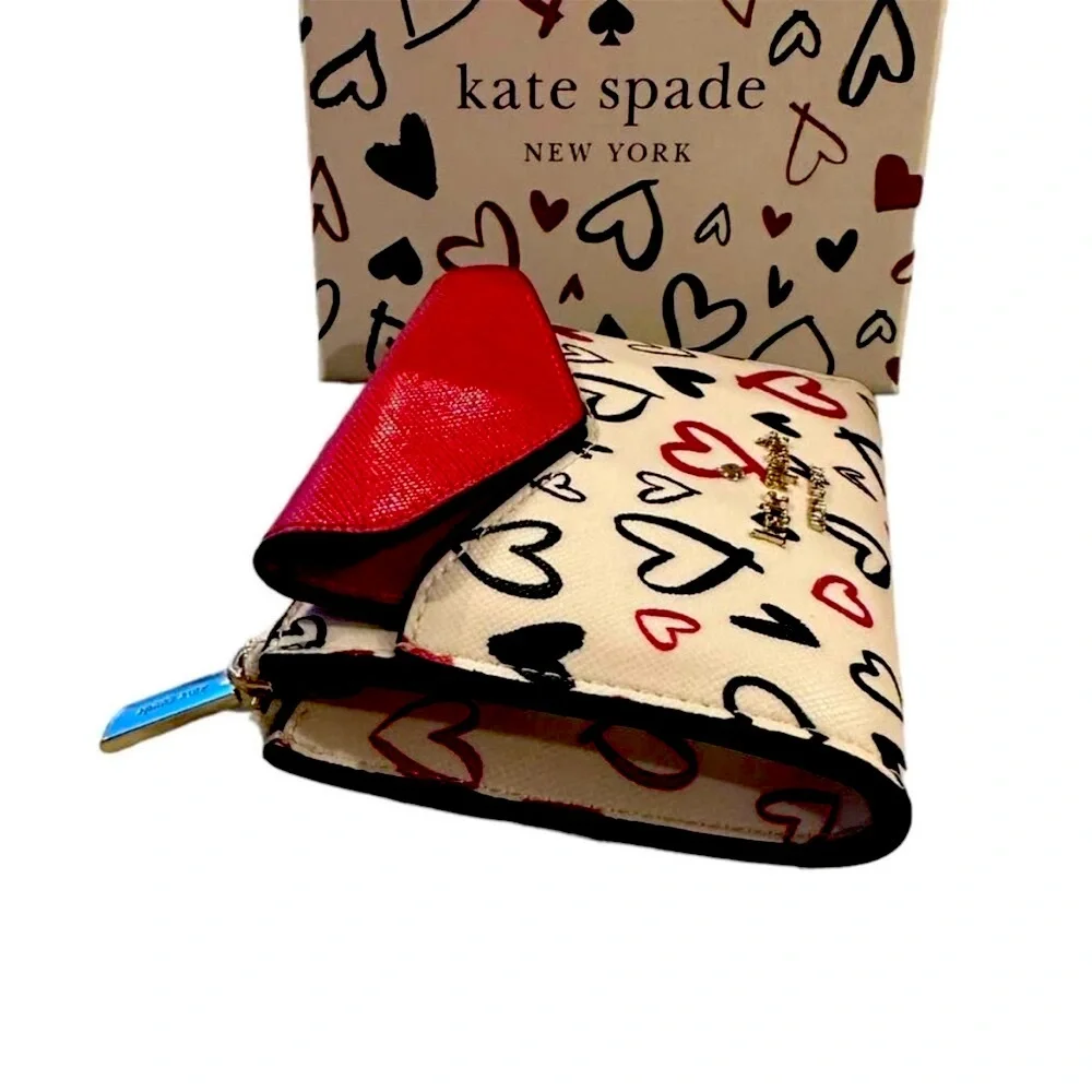 Kate Spade Staci Scribble Heart Boxed Wallet Card Set NWT!